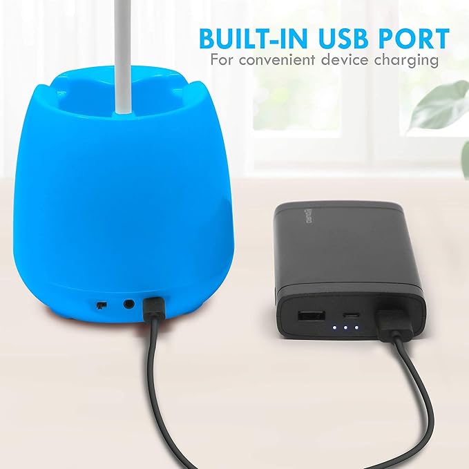 Aduro U-Light Aduro U-Light Desk Lamp Table Light with Wireless Speaker & Phone Stand Desk Organizer, Flexible Gooseneck Table Lamp - Perfect for Home Office Blue