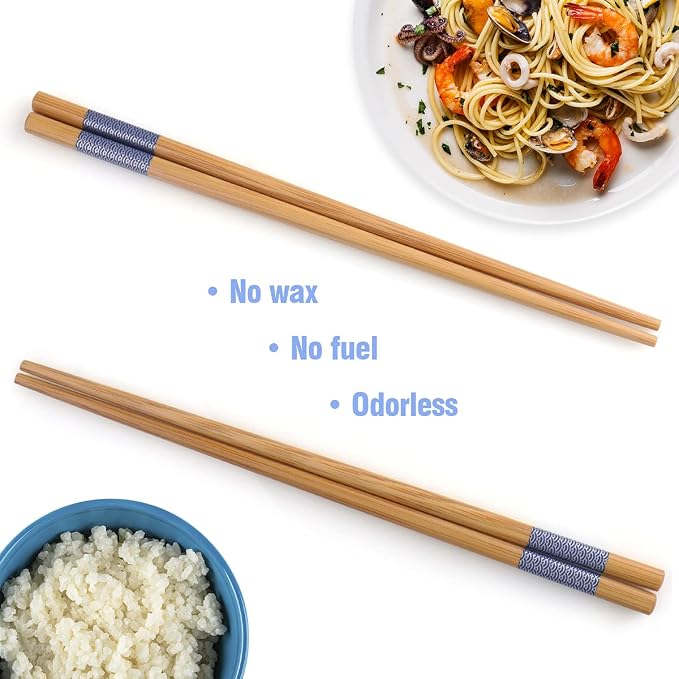 GLAMFIELDS Reusable Chopsticks Japanese Natural Bamboo Classic Style 5 Pairs Lightweight Safe Chop Sticks 8.8 Inch/22.5cm Gift Set