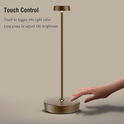 Rechargeable Table Lamp Cordless Battery Operated LED Light 5000mAh 3-level Brightness Portable Desk Lamps Waterproof Touch Control Indoor Outdoor Use for Patio Home Restaurant (Brown)