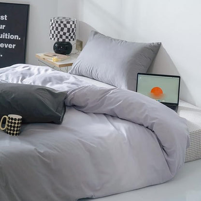 Gradient Gray Comforter Set Ombre White Gray Bedding Set King Women Aesthetic Comforter 3 PCs Gray Color Bed Comforter Set King Gradient White and Gray Comforter Set King Size