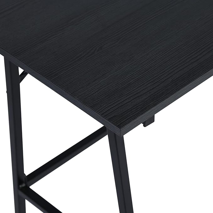 FurnitureR Home Office Computer Desk, Compact Writing Desk Study Desk with Metal Frame for Apartment, Dorm, Bedroom, Small Space (39.4 Inch, Black)