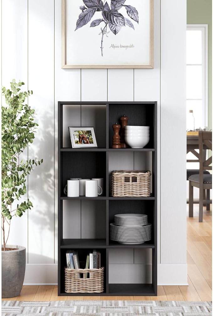 Signature Design by Ashley Langdrew 8 Cube Storage Organizer or Bookcase, Black