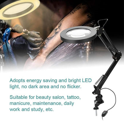 LED Magnifying Lamp with Clamp, 5X Magnifier Glass Light Lens, USB Dimmable Desk lamp for Table Craft or Workbench
