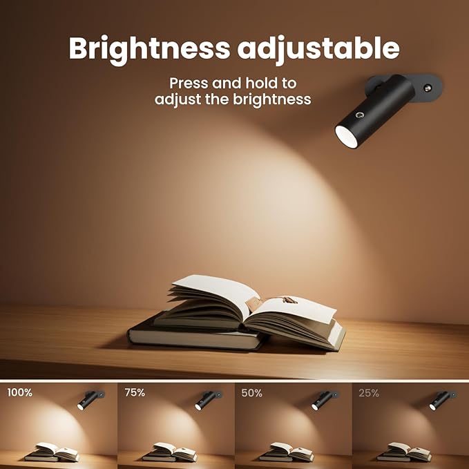 SIEPUNK Cordless Desk Lamp for Home Office, 4 in 1 Multifunctional Rechargeable Touch 3 Colour Table Lamp for Dorm Essentials, Portable Magnetic Bedside Night Desk Light, Ideal for Gifts, Black