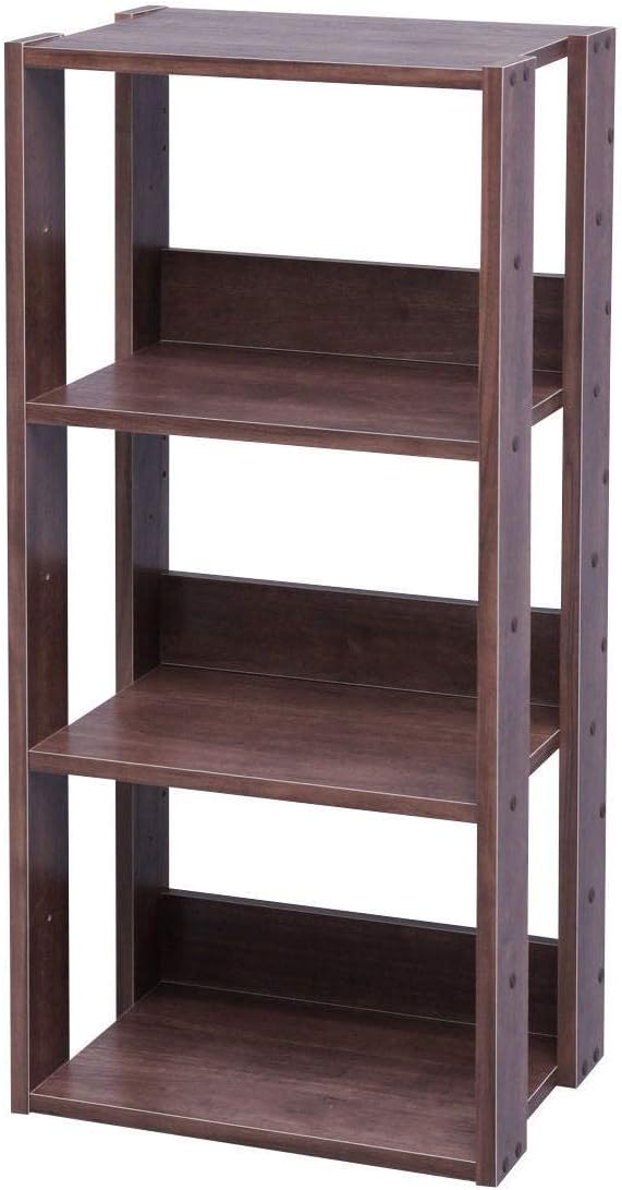 IRIS USA 3-Tier 16" Medium Open Wooden Bookshelf with Adjustable Shelves, Easy Assembly Bookcase Farmhouse Shelf for Small Spaces Bedroom Office Living Room Indoor, Brown