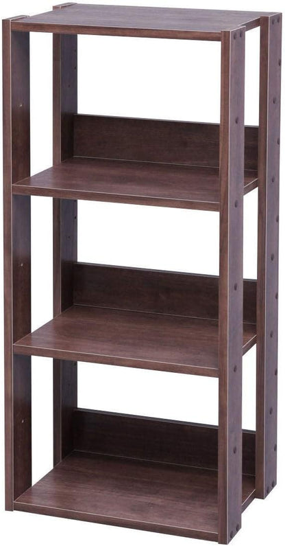 IRIS USA 3-Tier 16" Medium Open Wooden Bookshelf with Adjustable Shelves, Easy Assembly Bookcase Farmhouse Shelf for Small Spaces Bedroom Office Living Room Indoor, Brown