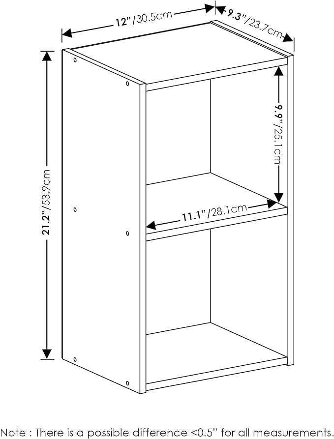 Furinno Luder Bookcase / Book / Storage, 2-Tier Cube, Pink/White