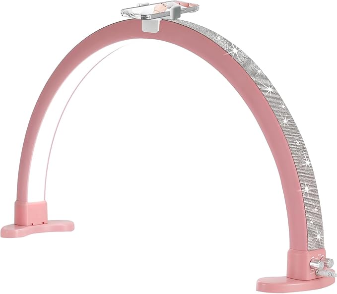 Half Moon Light with Phone Holder, 29 in 48W Nail Desk Lamp, Lash Light for Eyelash Tech, Makeup, Tattoo, Spa, Salon, Nail Tech Lamp with Stepless Dimming & Color Temperature(Pink)