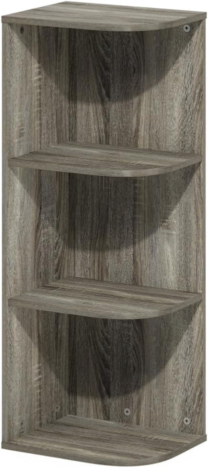 Furinno Pasir 3-Tier Corner Open Shelf Bookcase, French Oak