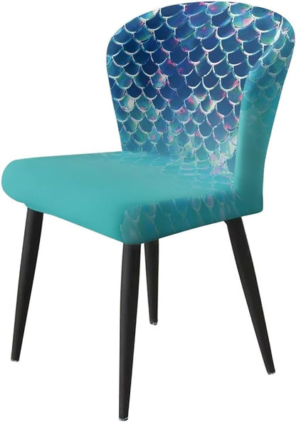 Blue Mermaid Scale Bar Stool Covers High Stool Chair Cover for Party Kitchen Club, Reusable Waterproof 2 Pcs Bar Stool Covers Decorative Covers