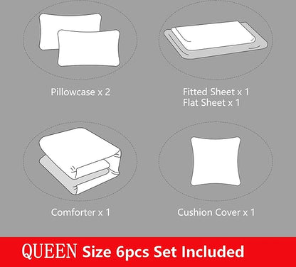 6 Pieces Gamer Bedding Set for Boys Gaming Comforter Queen Size, Game Controller Comforter for Teen 3D Gamepad Microfiber 6 Piece Bed in A Bag Kids Bedding Sets with Sheets,DJT H5031 Queen