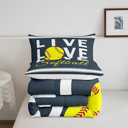 Feelyou Kids Softball Comforter Set Twin Size Softball Gaming Bedding Set for Boys Girls Teens Bedroom Decor Sports Theme Comforter Women Men Baseball Gaming Duvet Set with 1 Pillow Case