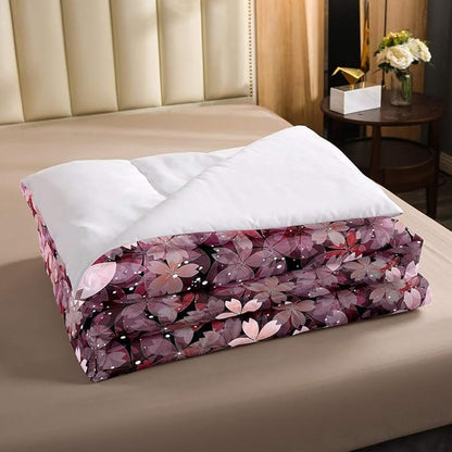 Erosebridal Cherry Blossom Comforter Set Queen Size, Pink Flower Down Comforter, Petal Floral Quilted Duvet, Starry Sky Glitter Girly Warm Duvet Insert, Bedroom Living Dorm Room Decorative