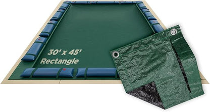 Buffalo Blizzard Supreme 30 ft x 45 ft Rectangular Winter Pool Cover | Green/Black | Closing Inground Swimming Pools | Easy to Install | Heavy Duty, Cold & UV Resistant | Shields from Seasonal Debris