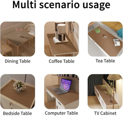 Table Cover Rectangle for Dining Room Table - Can Be Used On Both Sides Waterproof and Easy to Clean Good Flatness Used for Dining Table(Mud Color+Champagne Gold 44x96)