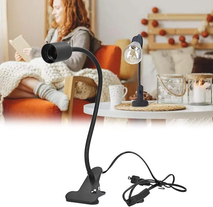 E27/E26 Clip Desk Lamp Light Socket, Desk Light Adapter Eye 360 ° Flexible Gooseneck Clip Light Bulb Holder for Desk Office Clamp Light Bulb Stand with On/Off Switch(#1)