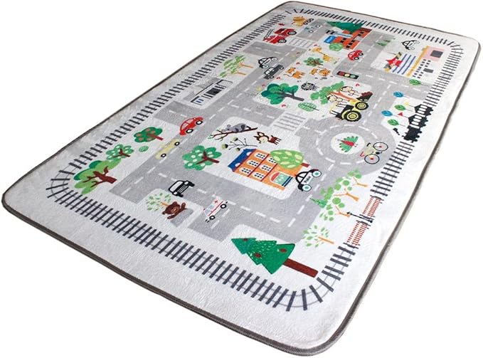 Kids Rug Play Mat, City Life Great for Playing with Cars for Bedroom Playroom,Soft Carpet (2.6'x5')