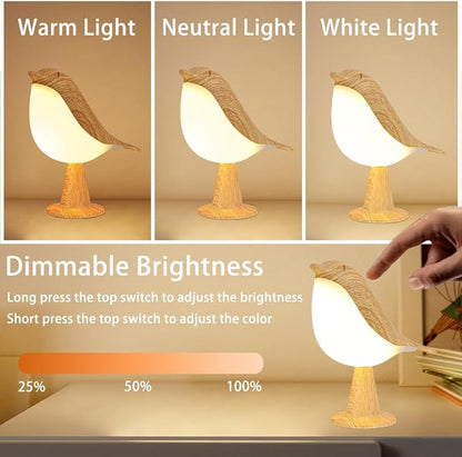 Bird Small Desk Lamp, Night Light for Bedroom, Cordless Table Lamp with 3 Color Temperature and Touch Sensor, Rechargeable Bedside lamp