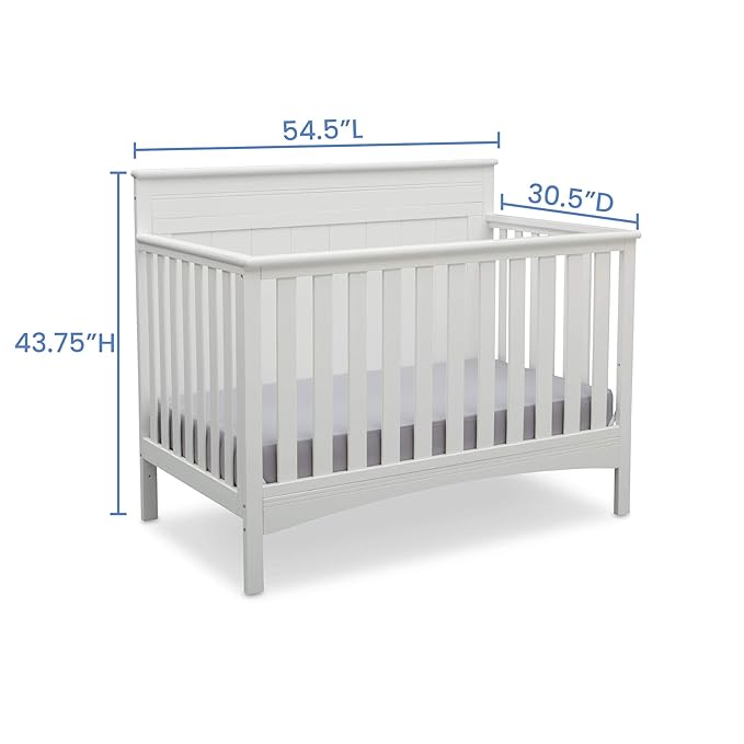 Delta Children Fancy 4-in-1 Convertible Baby Crib - Greenguard Gold Certified, Bianca White