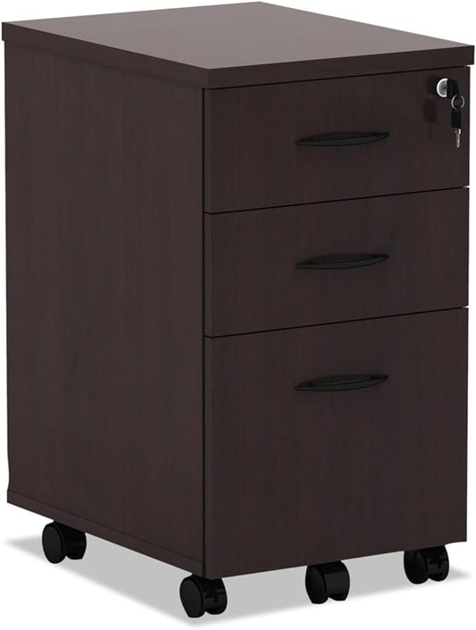 Alera ALEVA572816MY 15.88 in. x 20.5 in. x 28.38 in. Valencia Series 3-Drawer Mobile File Pedestal - Mahogany