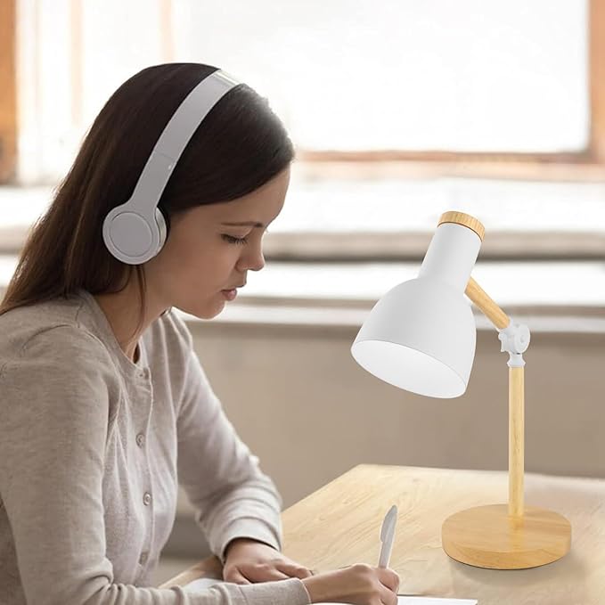 himmel Table Lamp, Adjustable Wooden Table Lamp, Children's Desk Lamp for Bedroom, Living Room, E27 Base Reading Next Lamp