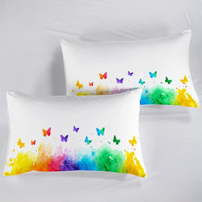 CVHOUSE Butterfly Bedding Set,Butterfly Comforter Twin,Butterfly Comforter Set for Girls Kids Teens,Butterflies Quilt Set with 1 Comforter and 2 Pillow Cases- 3 Piece