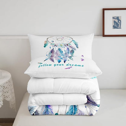 Dreamcatcher Comforter Set Boho Dream Catcher Bedding Set for Kids Boys Girls Teens Decor Indian Hippie Feather Print Comforter Native American Duvet Set 3Pcs King Size