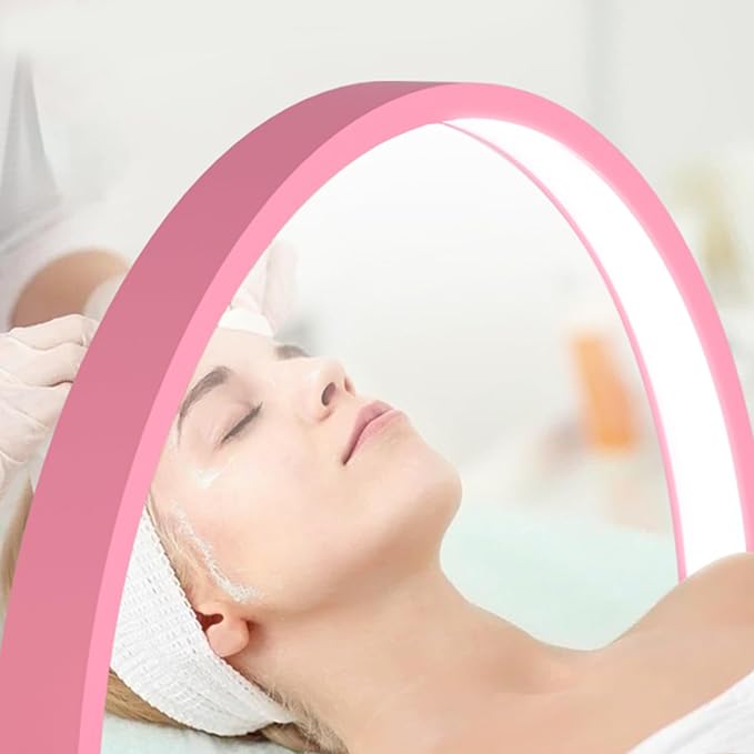 Half Moon Light for Nail Desk, Lash Light Led Nail Tech Lamp Half Moon Light Table Lamp Desk Lamp for Nail Lash Eyelash Extension Tattoo Eyebrows（Pink）