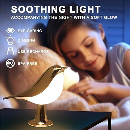 FUYUNXIN Bird Lamp Bedside Lamps - Rechargeable Cordless Table Lamp with 3 Color Temperatures and Touch Sensor - Perfect for Bedroom Nightstand (Gold)