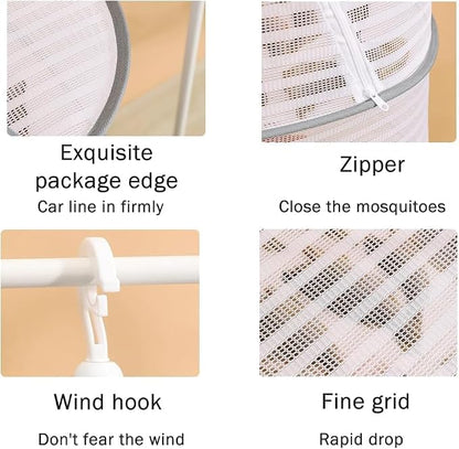 Foldable Drying Net for Vegetables, Fish, and Dehydrated Goods, Multi-tiered Food Drying Net, Versatile Drying Rack, Windproof Design, Zipper Closure for Insect Protection (Dark green, Dual Layer)