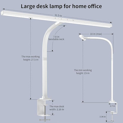 EppieBasic LED Desk Lamp, 24W Architect Clamp Task Table Lamp, Office Desk Lamp Super Bright Extra Wide Area Drafting Work Light,6 Color Modes and Stepless Dimming for Workbench, Reading, Monitor