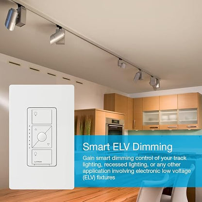 Lutron Caseta Original Smart Dimmer Switch ELV+ (Lutron Hub Required), 250W LED, Single-Pole/3-Way, Neutral Required, PD-5NE-LA, Light Almond
