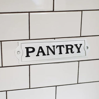 Farmhouse Decor Metal Pantry Signs - Cast Iron Door Room Plaques with "Pantry"