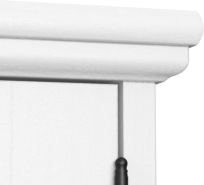 Bush Furniture Westbrook Tall 5 Shelf Bookcase with Glass Doors in White Ash | Farmhouse Bookshelf Cabinet for Living Room and Home Office