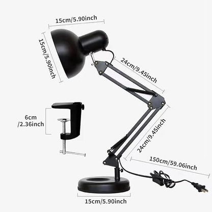 ShellKingdom Architect Task Lamp, Adjustable Swing Arm Desk Lamp with Clamp, Classic Desk Lamp for Home Office Reading (Black)