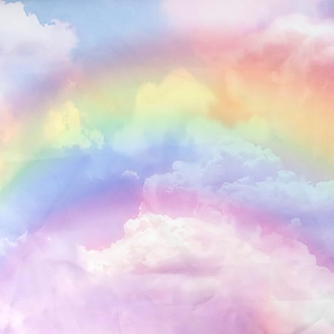 HVEST Rainbow Cloud Tapestry, Polyester Wall Art, Rainbow and Pink Cloud with Glow Sunshine in Pastel Sky, Aesthetic Nature Landscape, Bedroom Living Room Decor, 60x40 Inches