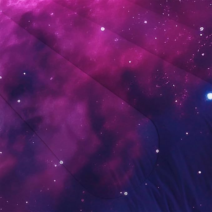 Galaxy Comforter Sets Queen Size Purple Outer Space Bedding Set for Teen Girls Boys Kids Children Bedroom Dorm Quilt 1 Comforter + 2 Pillow Cases