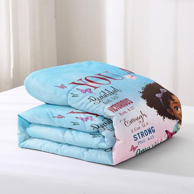 Black Girl Comforter Set Twin for Kids Teens,God Says You are Comforter Set for Black Women,Black Girl Magic Bedding Set,African American Girl Bed Bedroom Set