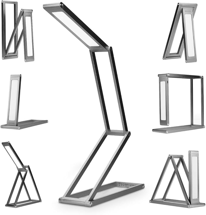 kwmobile Foldable LED Desk Lamp - Folding Portable USB Table Light with 3 Brightness Settings - for Home, Reading, Studying, Work, Travel - Anthracite