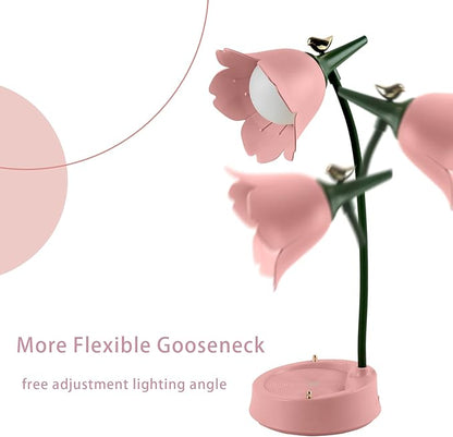 Himmel Flower Desk Lamp, Dimmable LED Kid Desk Lamp with 3 Colour Temperatures, Cordless Rechargeable Desk Lamp with Touch Sensor and Flexible Arm, USB Bedside Lamp for Reading, Learning