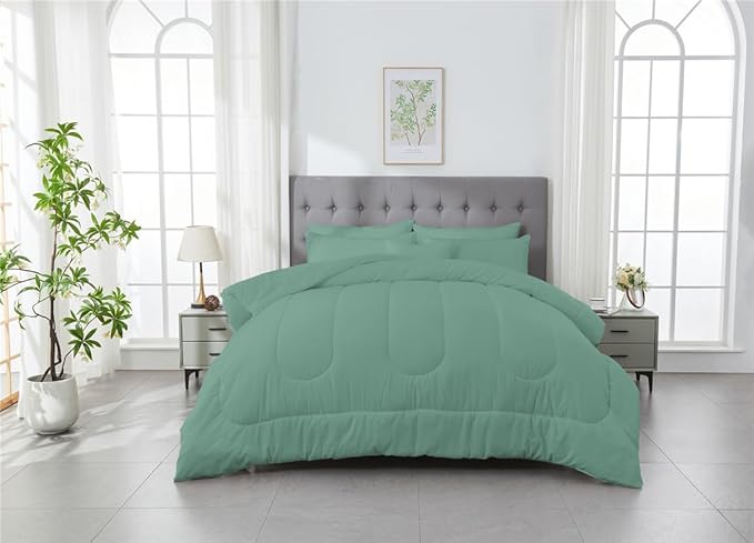 3 Piece Solid Color All Season Bedding Comforter Set Microfiber Soft Lightweight Bedding Set for Kids Teens Adults Room Decor with 1 Comforter and 2 Pillowcases Twin