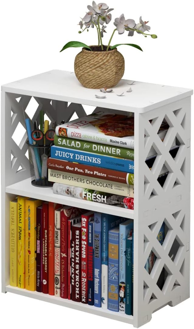Small Bookshelf, 3-Tier White Bookcase for Kids & Adults | 2-Shelf Open Storage Organizer for Bedroom, Living Room & Office | Ideal Small Bookshelf & Bookcase for Small Space