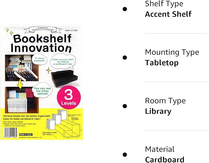 Bookshelf Innovation Made in Japan, Manga organizing kit (3Levels, Black)