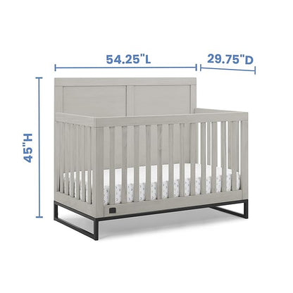 Simmons Kids Foundry 6-in-1 Convertible Baby Crib, Rustic Mist with Matte Black