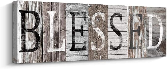Pinetree Art Blessed Sign Canvas Wall Art Decor Inspirational Motto Canvas Prints (With Solid Wood Inner Frame) (Blessed, 6 x 17 inch)