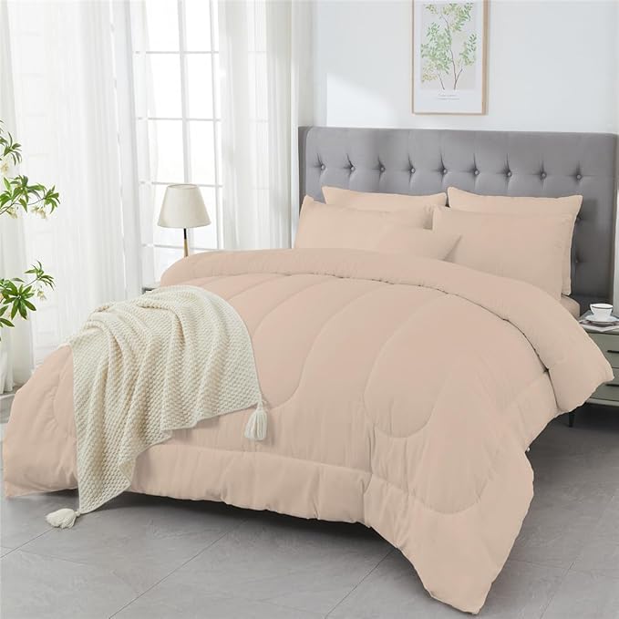 3 Piece Solid Color All Season Bedding Comforter Set Microfiber Soft Lightweight Bedding Set for Kids Teens Adults Room Decor with 1 Comforter and 2 Pillowcases Twin