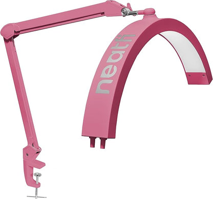 Neatfi Half Moon LED Table Lamp for Estheticians, Nail Tech, and Cosmetician for Nail Art, Facial, Waxing, Threading and Tattoo (with Clamp, Pink)
