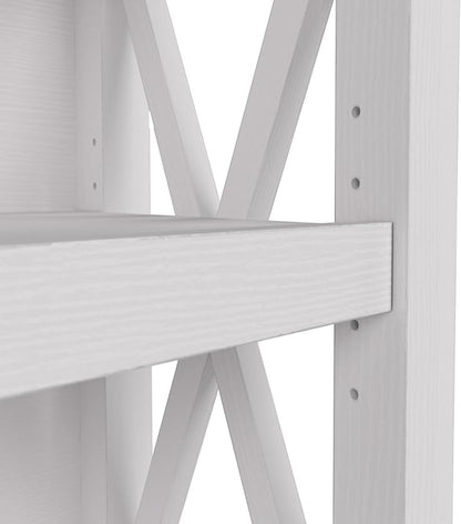 Bush Furniture Key West Tall 5 Shelf Bookcase in Pure White Oak