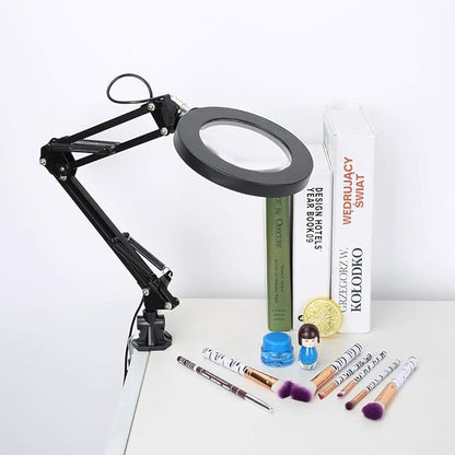 LED Magnifying Lamp with Clamp, 5X Magnifier Glass Light Lens, USB Dimmable Desk lamp for Table Craft or Workbench