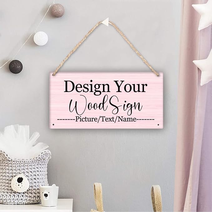 Personalized Rustic Wooden Sign, Custom Plaque Wall Hanging, Art Wood Board Sign for House, Customized Name Sign, Gifts for Family Members Teachers Friends 11.8x5.9 inch